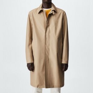 Men’s Vintage Long Trench Coat Jacket London Fog Tan Beige Khaki